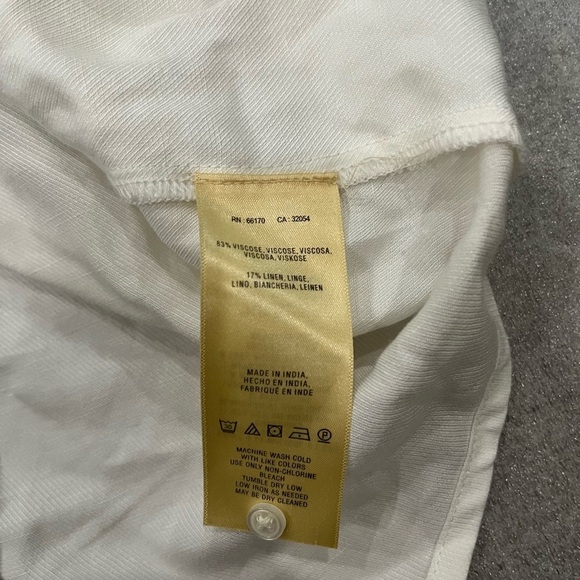 [US12]Floreat Anthropologie Linen Blend White Off-Shoulder WMN Poppy Bell Blouse - Picture 8 of 8